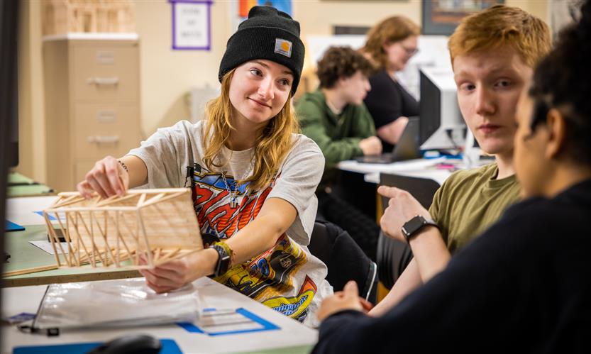 Students make miniature bridges